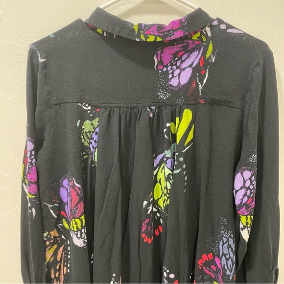 Free People Medium Field of Butterflies Tunic Dress Top High Low Black - Picture 15 of 16
